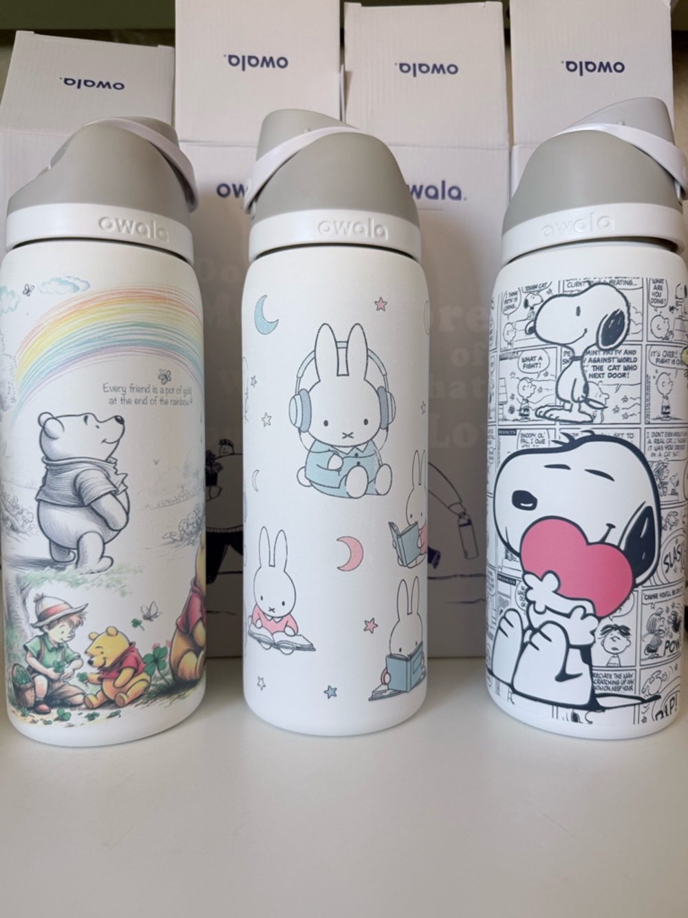 Owalo White Insulated Home Office Bottle - Cute Character Designs